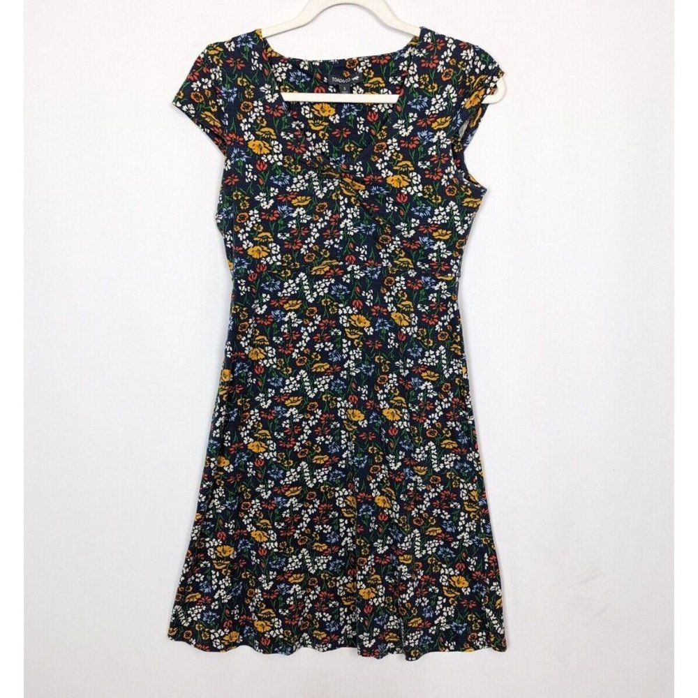 TOAD & CO S Ditsy Floral Amelia Tencel Cap Sleeve Dress V-Neck Stretch Outdoor